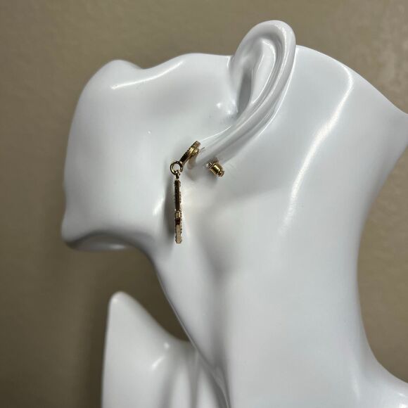 Earring Black and Golden Checkerboard Patterned Trendy Earrings Gambit  Baddie - Picture 8 of 9